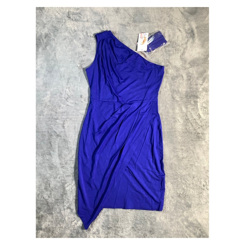 PRETTYGARDEN Royal Blue One Shoulder Ruched Bodycon Dress Size‎ M NWT Cocktail